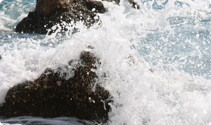 Waves hitting the rocks