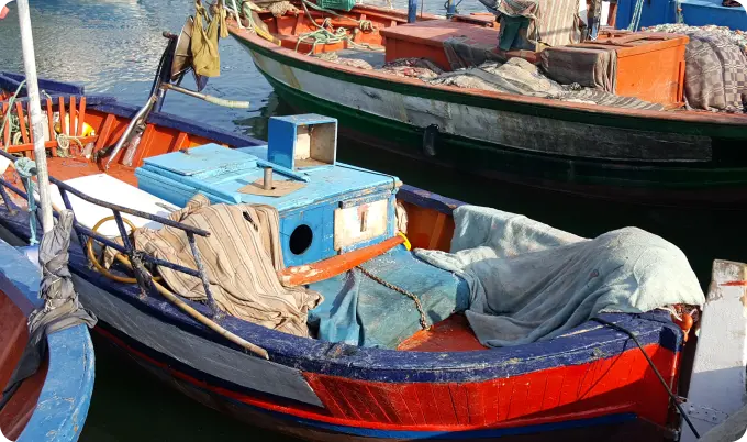 Boat tied to the dock